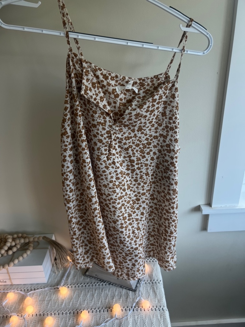 mine Cream and Brown Ditsy Floral Mini Skirt